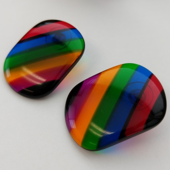 80's Vintage Transparent Rainbow Cuff & Earring set - Picture 15 of 16